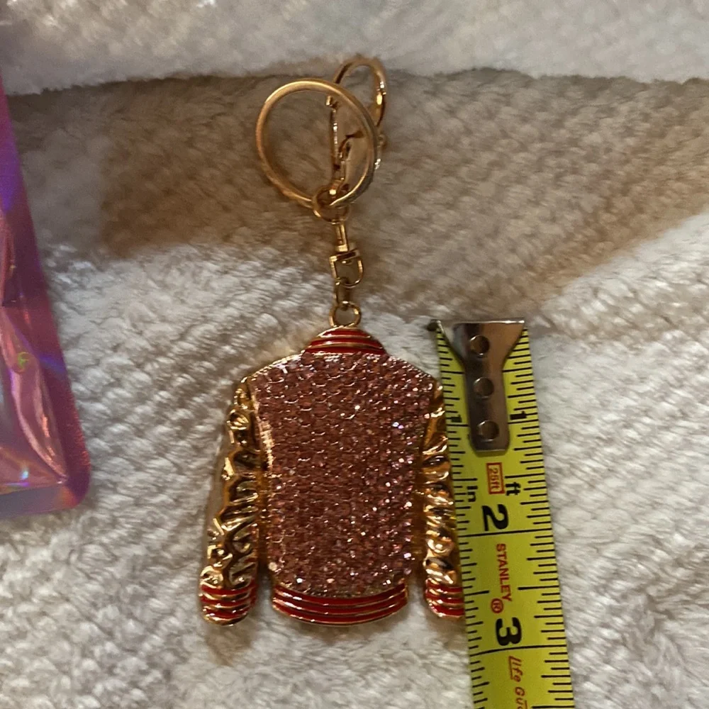 Key Ring Purse Charm Pink Crystal Jacket - Picture 6 of 6